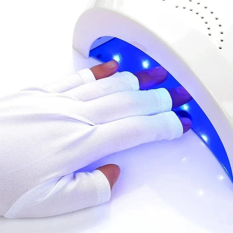 UV Manicure Gloves – Fingerless Gel Nail Art Hand Protection Manicure Protection Gloves Qme