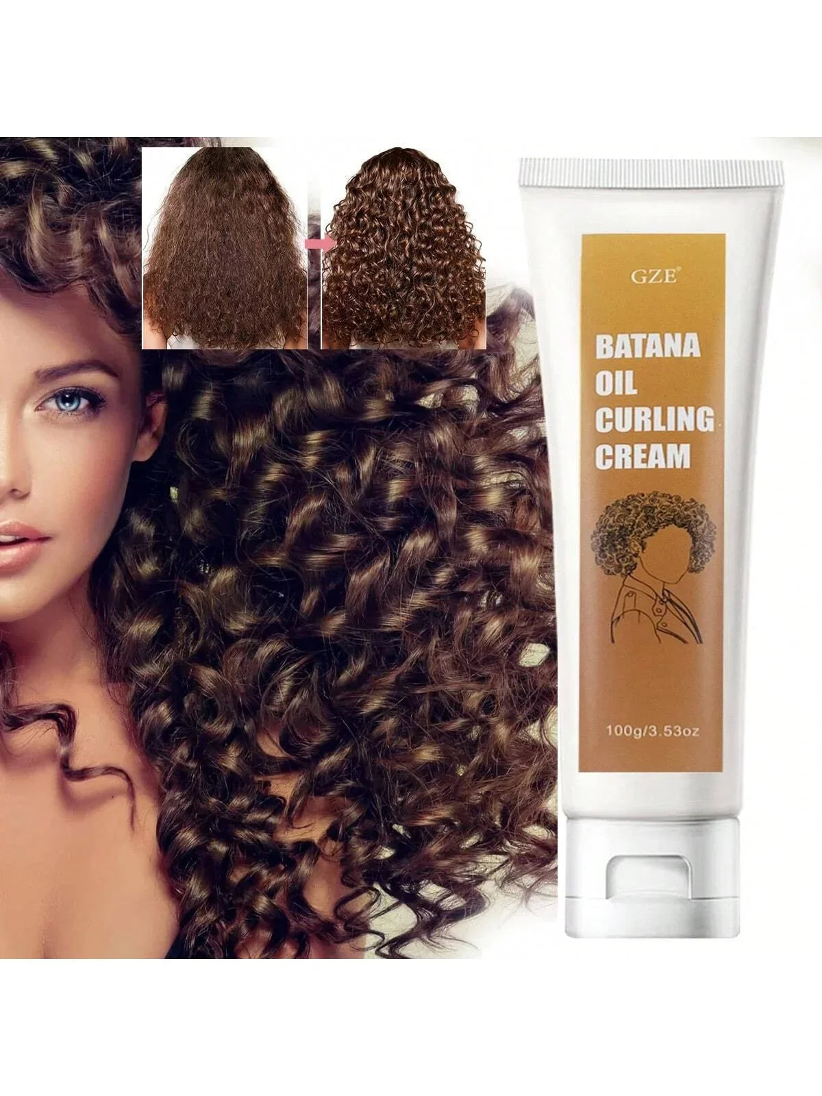 GZE Batana Oil Curling Cream | Curl Activator & Frizz Control Curl Styling Cream Qme