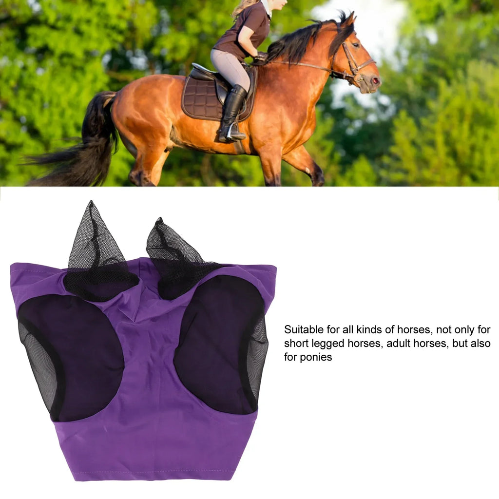 Breathable Horse Fly Mask with Ear Protection – Mesh Elastic Horse Fly Mask Qme