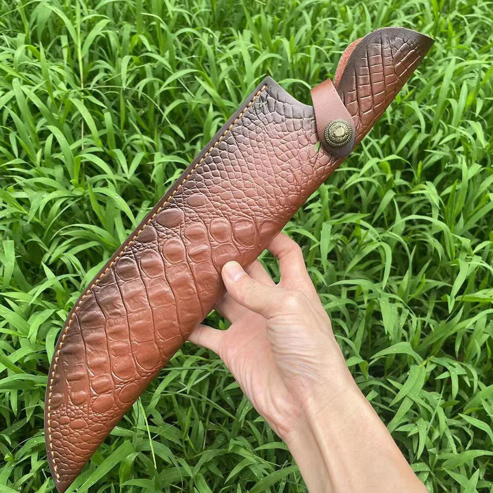 Leather Fixed Blade Knife Scabbard 42.3cm with Belt Buckle Leather Knife Scabbard Qst