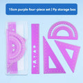 4-in-1 Aluminum Alloy Multifunctional Drawing Ruler Set Drawing Ruler Set Qme purple