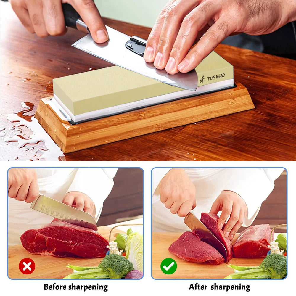 TURWHO Double-Sided Whetstone Set – Grit 240–10000 Whetstone Sharpener Qst