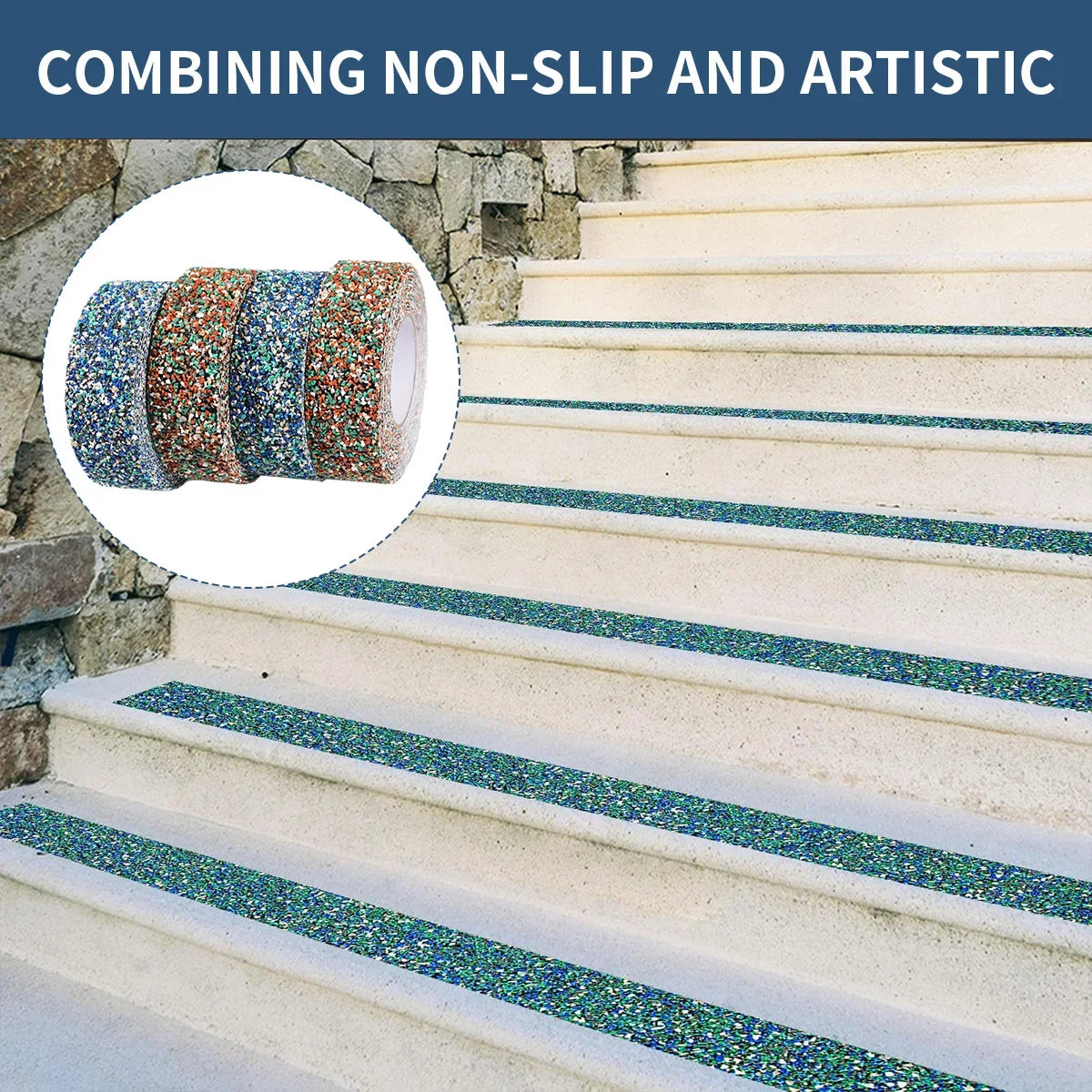 Non-Slip Blue Rubber Grip Tape – Waterproof PE, Indoor & Outdoor Non-Slip Grip Tape Qme