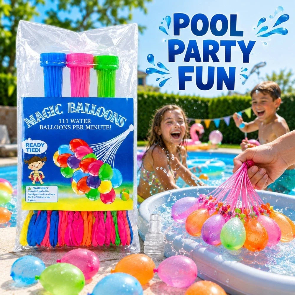 Fast-Fill Water Balloons 111 Pcs – Pool, Beach & Party Fun Water Balloon Set Qme