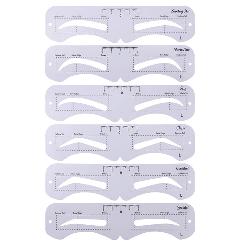 6-Style Reusable Eyebrow Stencils – PVC Shaping Template Kit Eyebrow Stencil Kit Qst L