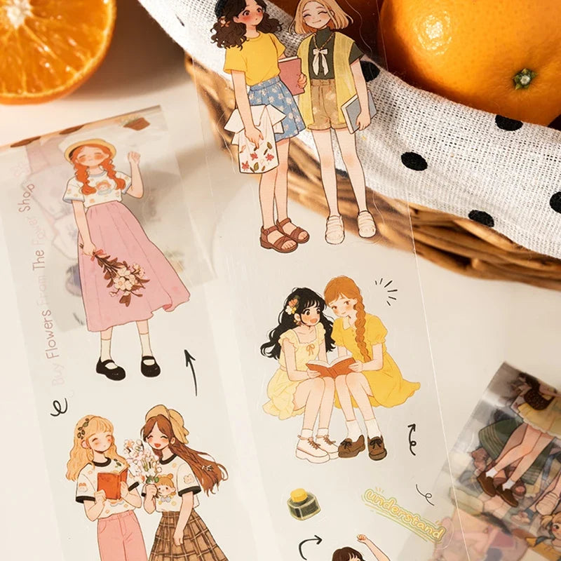 6-Roll Girl Character Washi Tape Set – Journals & Crafts Decorative Washi Tape Qme