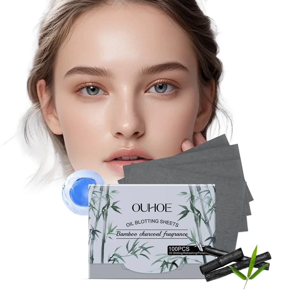 Bamboo Charcoal Oil Blotting Sheets – Matte Face, 100 Pcs Oil Blotting Sheets Qme