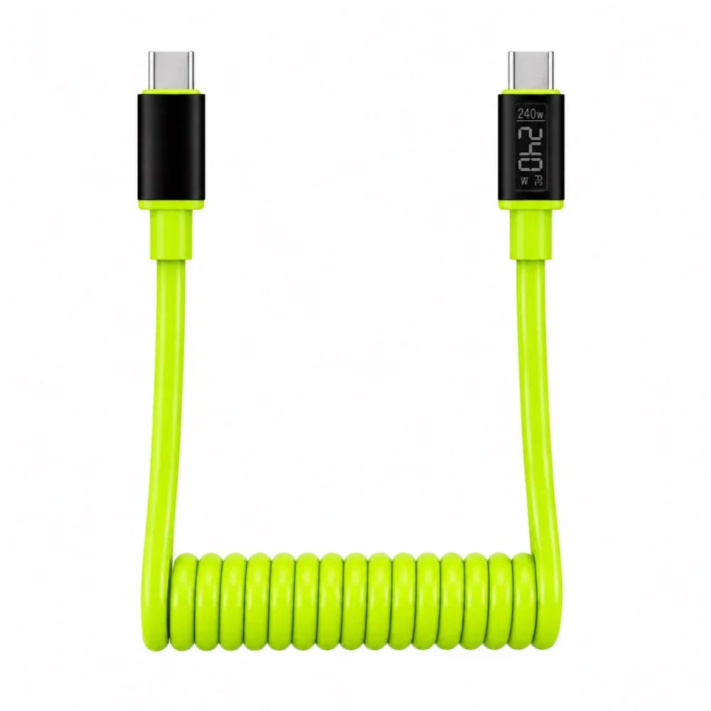 240W USB-C Fast Charging Silicone Cable 1M/2M | PD & QC 3.0 USB-C Charging Cable Qme Green C To C 1m