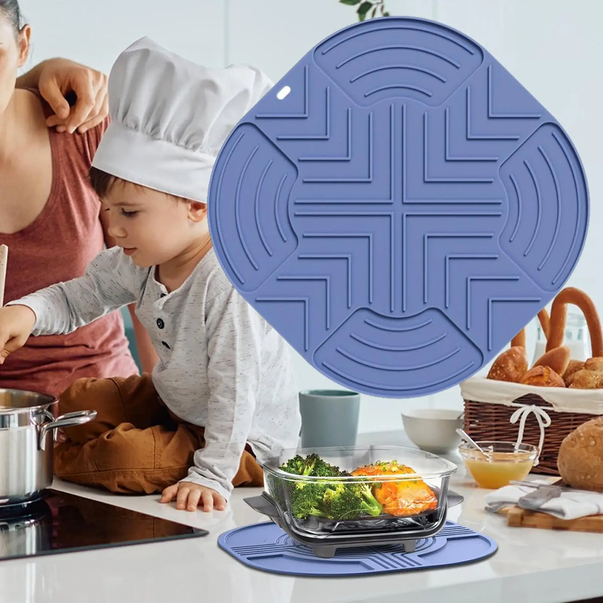 Silicone Air Fryer Mat – Non-Slip Kitchen Counter Protector Silicone Appliance Mat Qme
