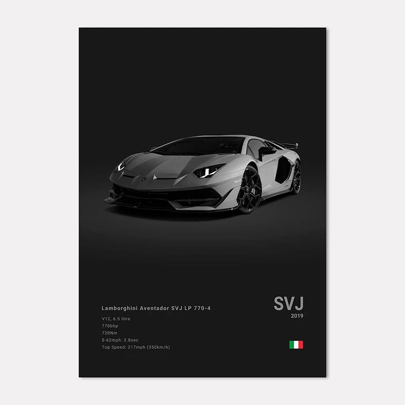 Supercar Canvas Wall Art Poster – M4 P1 Divo STO SVJ Unframed