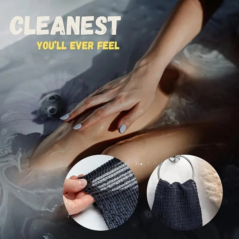 Exfoliating Bath Scrub Towel with Ergonomic Handle | 2-Pack Bath Scrub Towel Qme