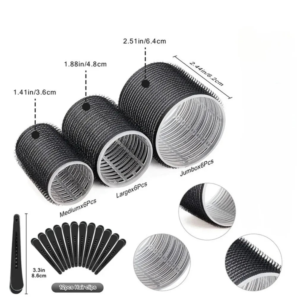 Heatless Self-Grip Hair Rollers & Clips – 30 Pc DIY Set Hair Roller Set Qme