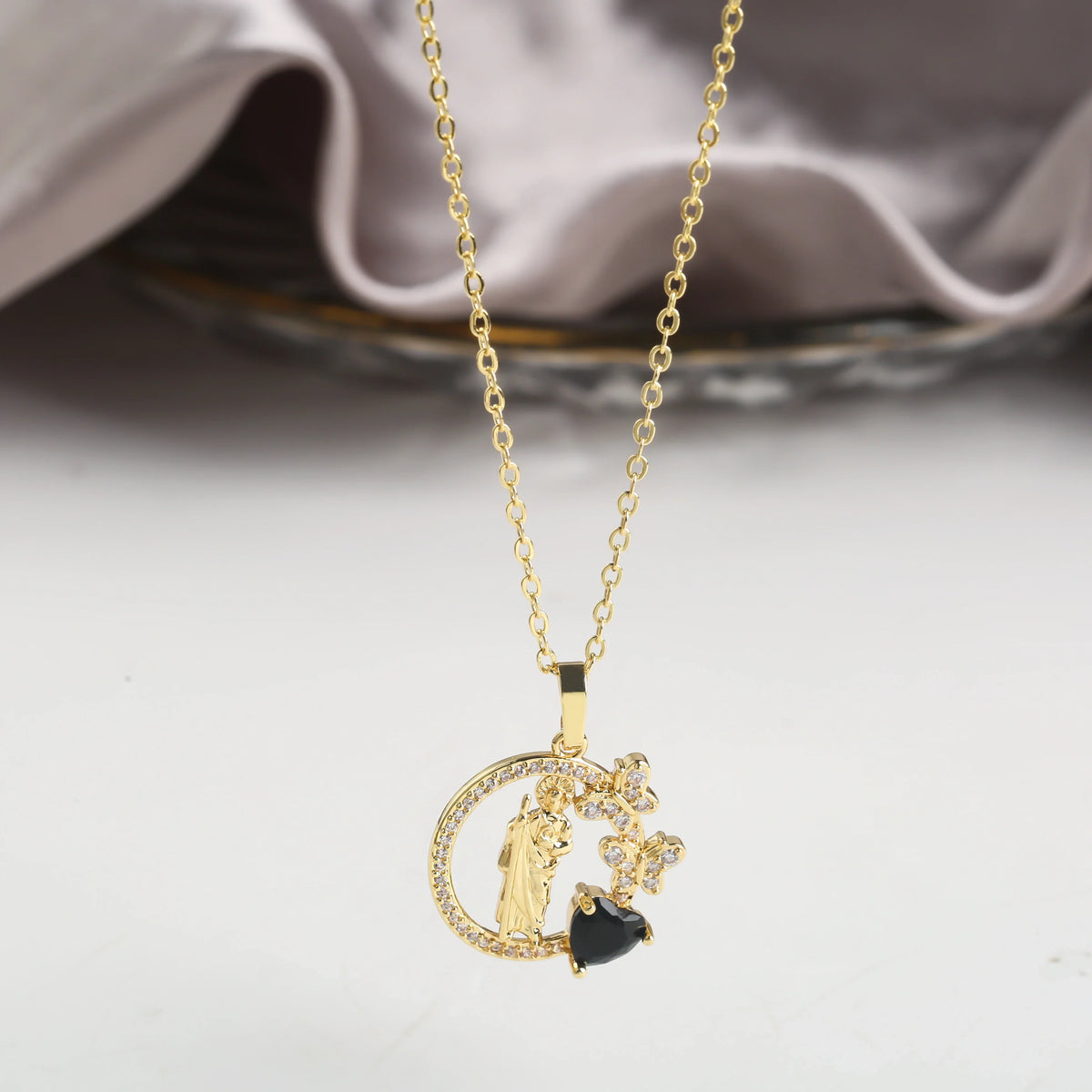 Cubic Zirconia St. Jude Pendant Necklace for Women | 24 Colors Pendant Necklace Qme 11