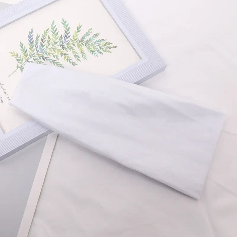 Women's Wide Knitted Cotton Sport Headband – 16 Colors Sport Headband Qme WHITE One Size