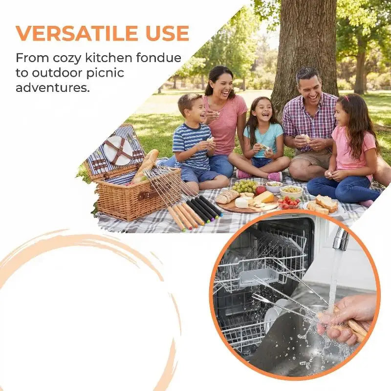 6-Piece Reusable Fondue Forks – BBQ, Grilling & Dipping Set Fondue Fork Set Qme
