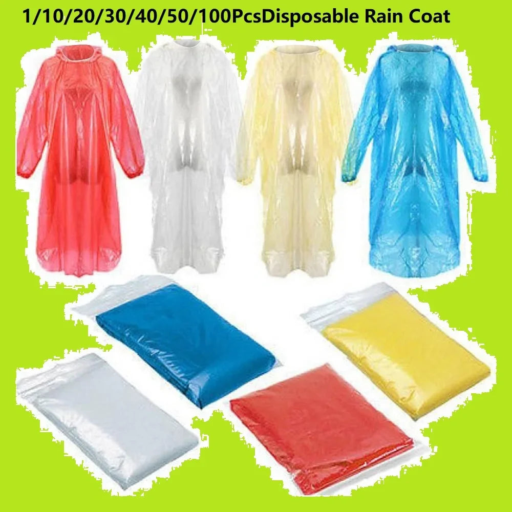 Adult Disposable Emergency Raincoat – Lightweight Transparent Poncho Disposable Rain Poncho Qme