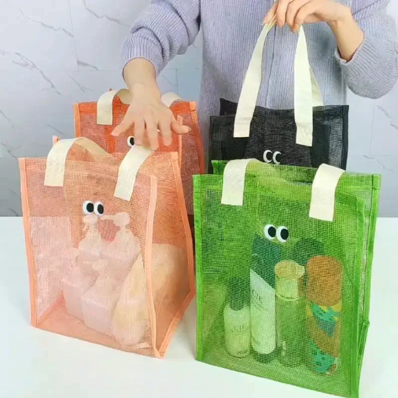 Mesh Eye Print Dacron Casual Handbag – 4 Colors | Tote Bag Casual Mesh Handbag Qme