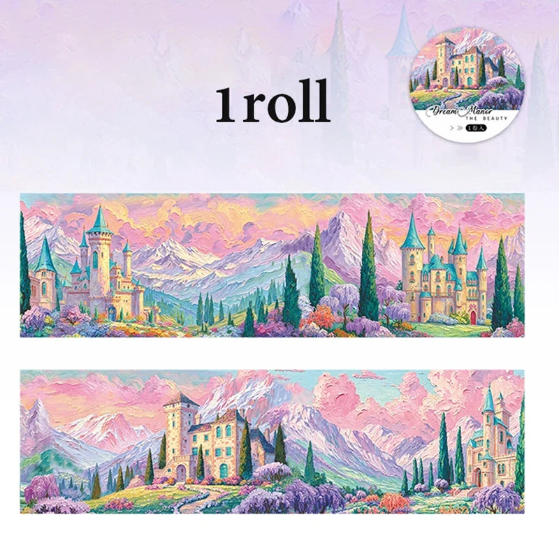 Wide European Town Scenery Washi Tape – Junk Journal Decorative Washi Tape Qme A