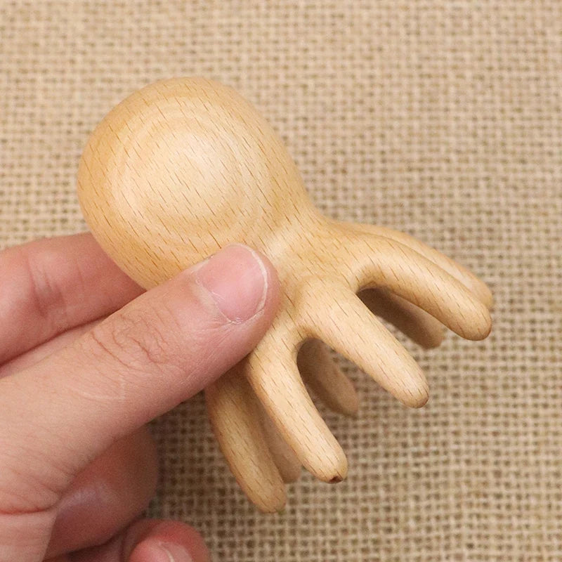 Sandalwood Octopus Scalp Massage Comb | Gua Sha Brush Scalp Massage Comb Qme