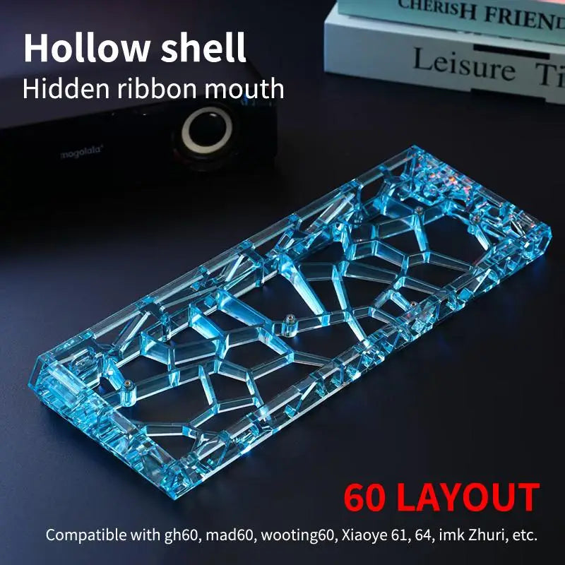 GH60 Clear Acrylic DIY Mechanical Keyboard Case – 8 Colors Keyboard Case Qme Blue