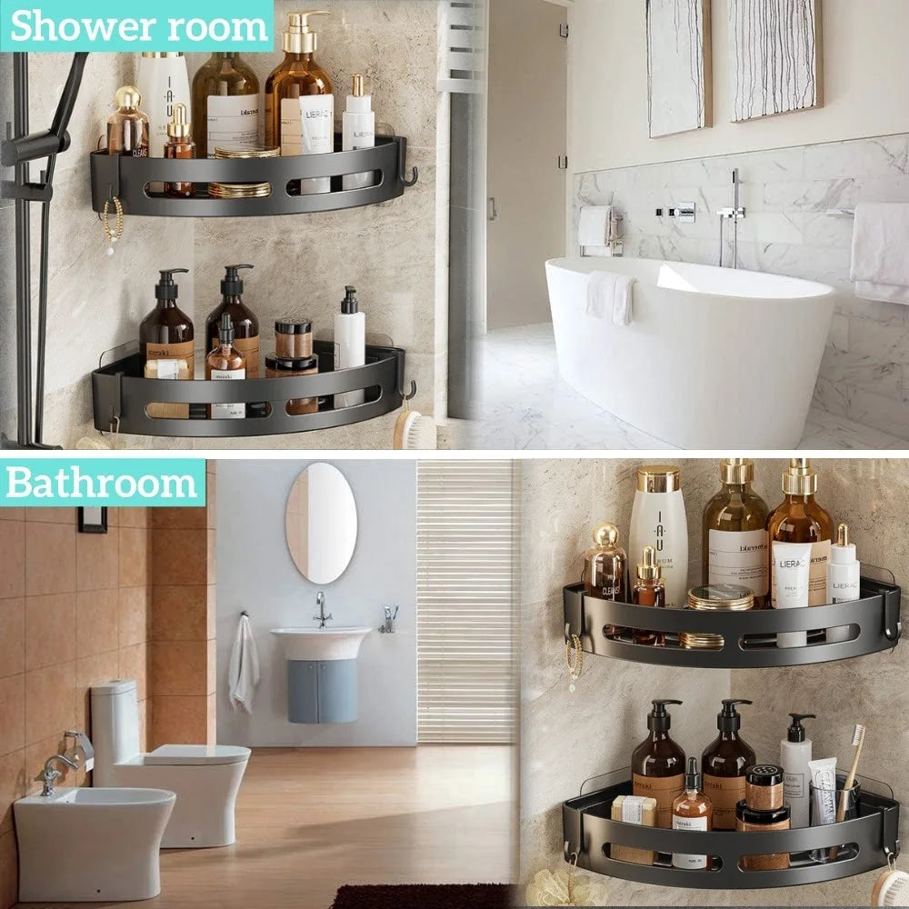 Triangle Corner Shower Shelf – No-Drill Wall Mounted Caddy Corner Shower Shelf Qme