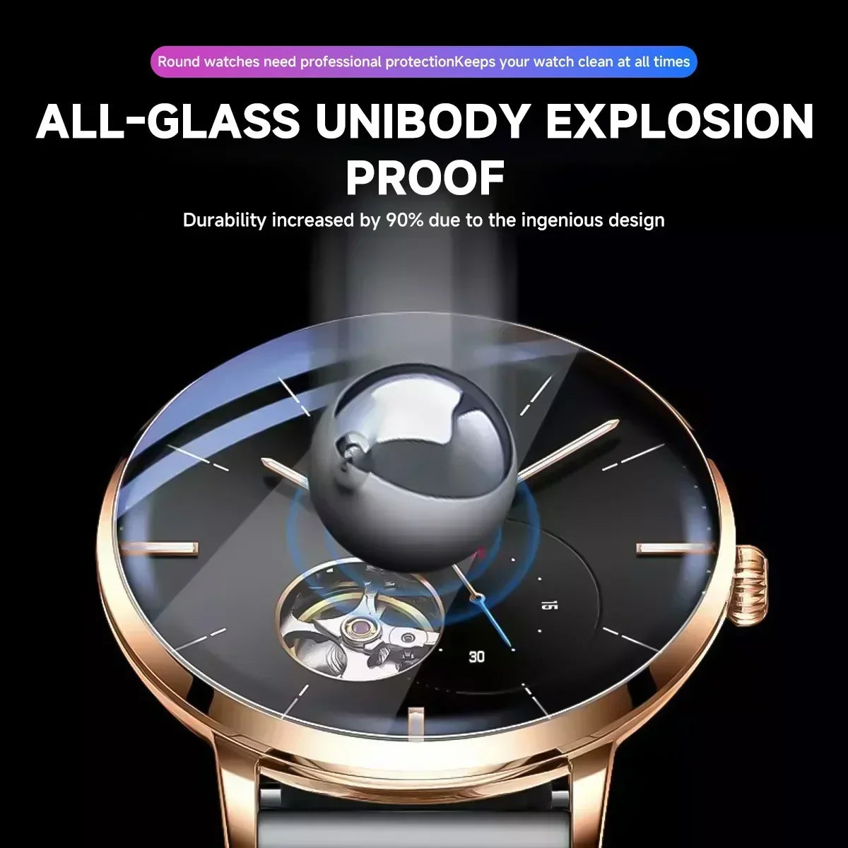 Universal Tempered Glass Smartwatch Screen Protector 26–34mm Smartwatch Screen Protector Qme