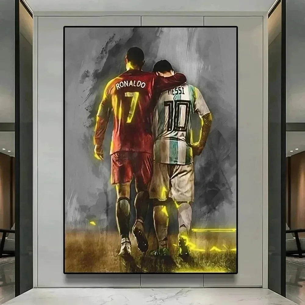 Football Star Watercolour Canvas Poster – Unframed Wall Art Canvas Wall Art Qst
