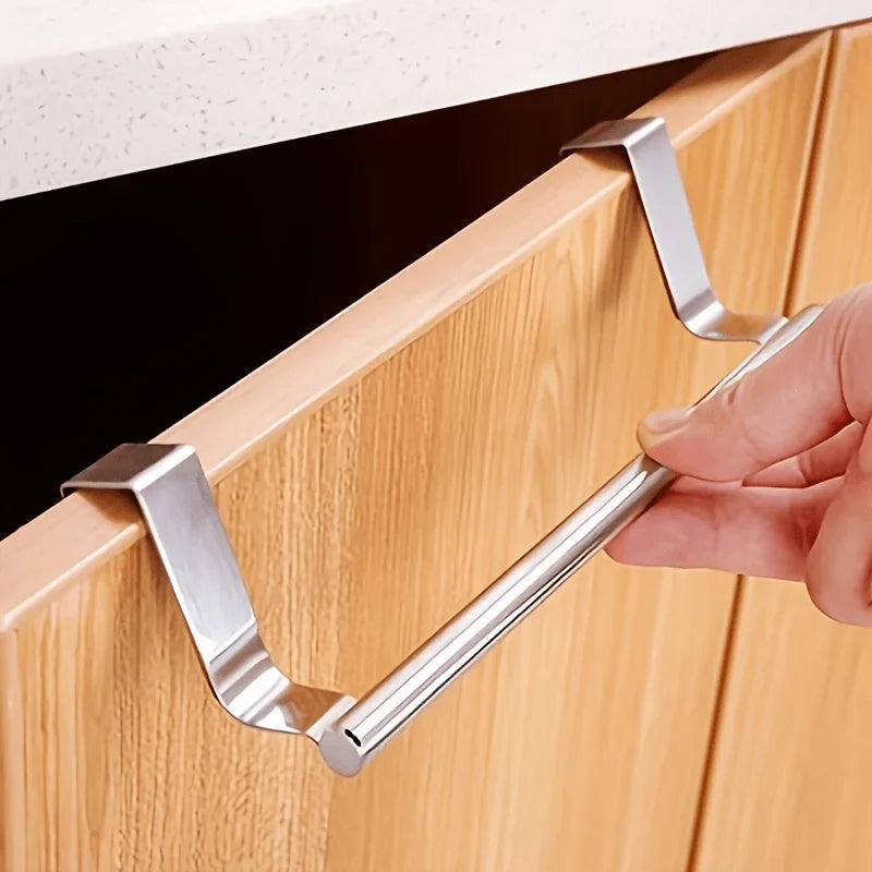 Cabinet Door Towel Rack Stainless Steel No-Drill Kitchen Storage Cabinet Door Towel Rack Qme