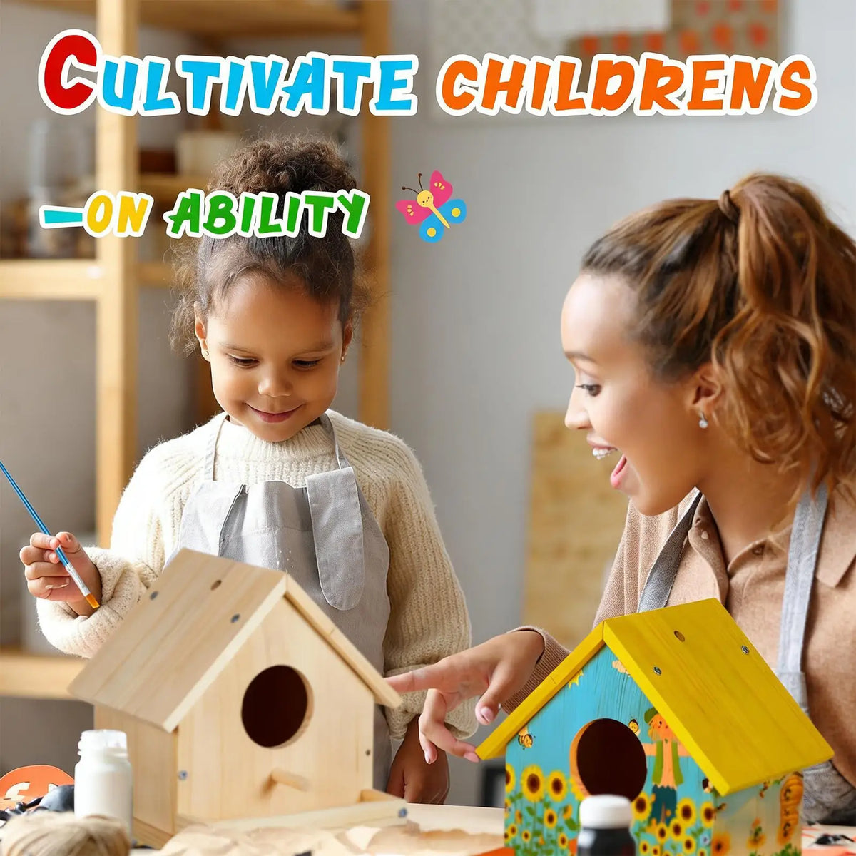 Wooden Birdhouse Building & Painting Kit – DIY Educational DIY Craft Kit Qme