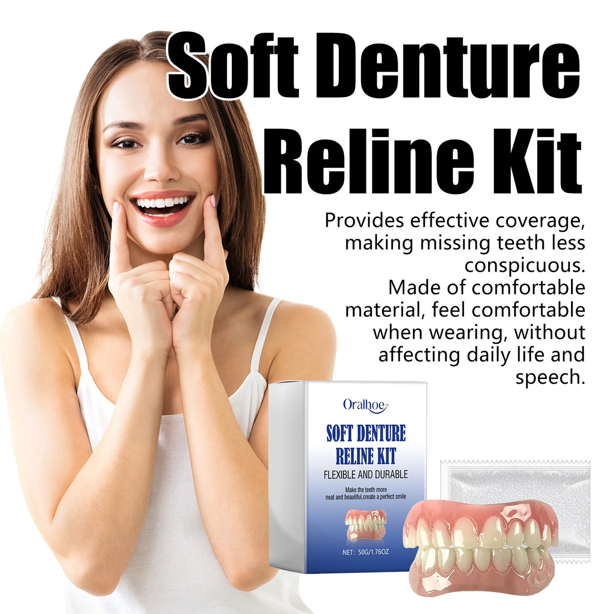 Oralhoe Soft Denture Reline Kit – Temporary Cosmetic Dental Braces Denture Reline Kit Qst