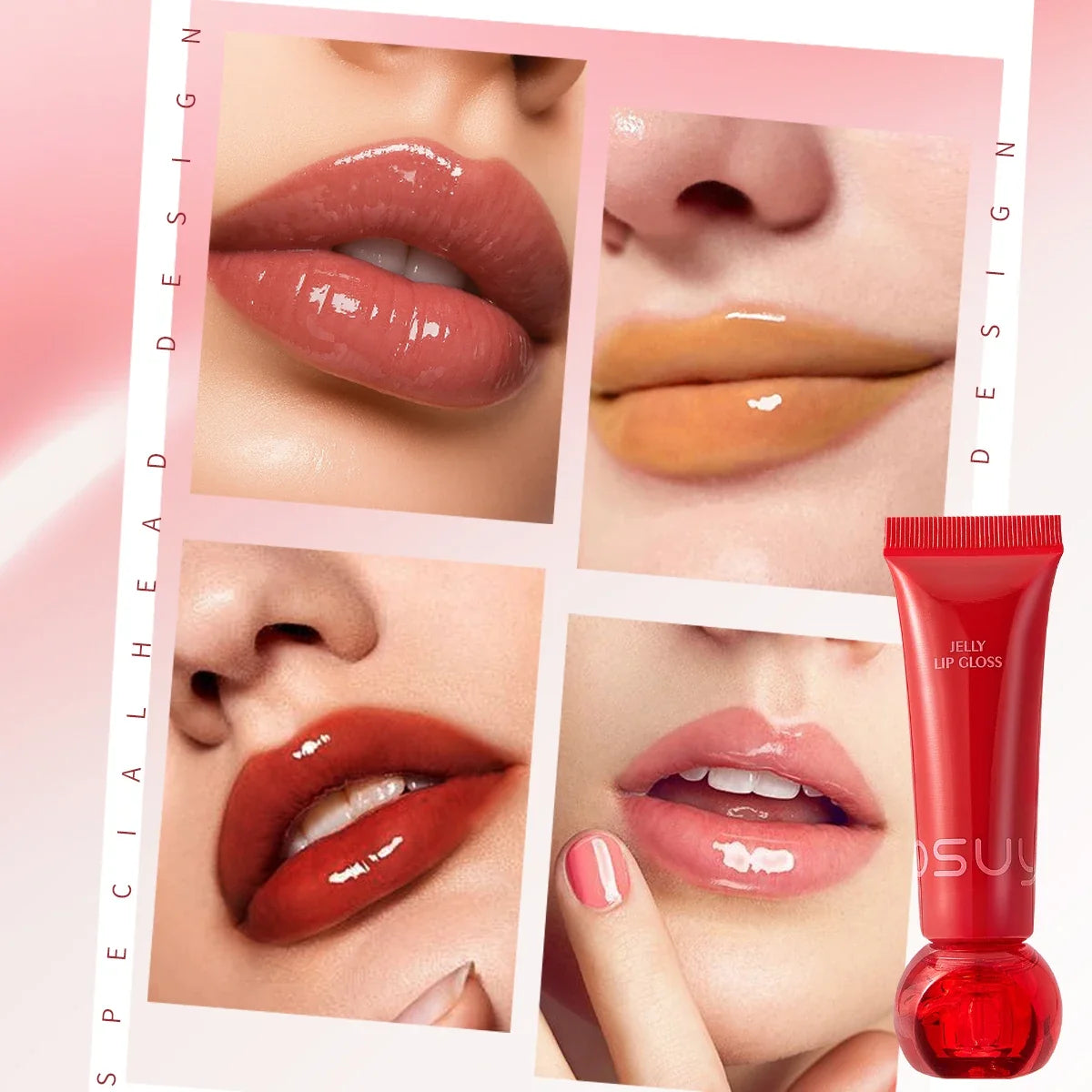 Moisturizing Jelly Lip Gloss – Waterproof & Non-Stick, 7 Shades Lip Gloss Qme