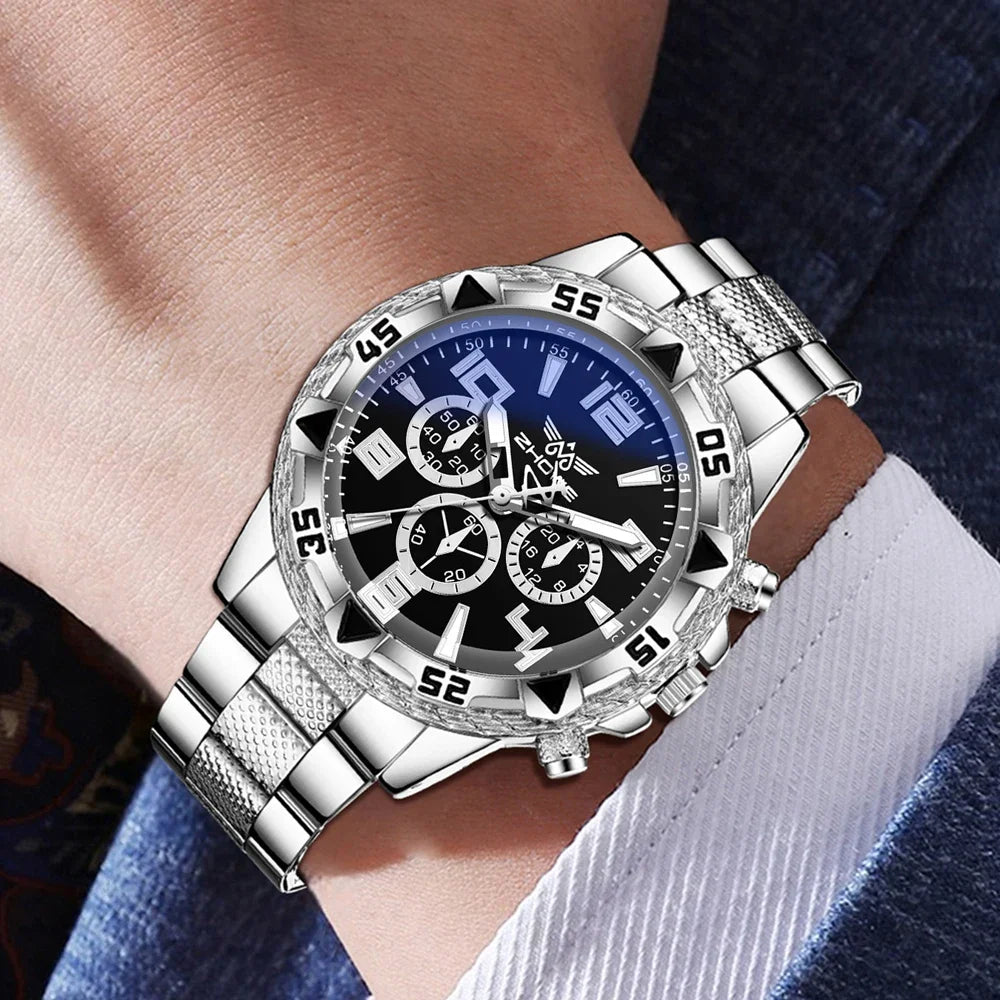 Silver Men's Quartz Watch – Business & Everyday Fashion Men's Quartz Watch Qme