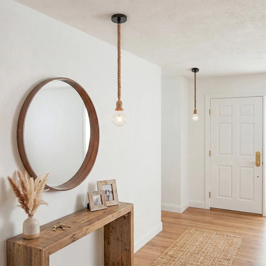 Vintage Hemp Rope Retro Ceiling Pendant Light E27 Loft Ceiling Pendant Light Qme