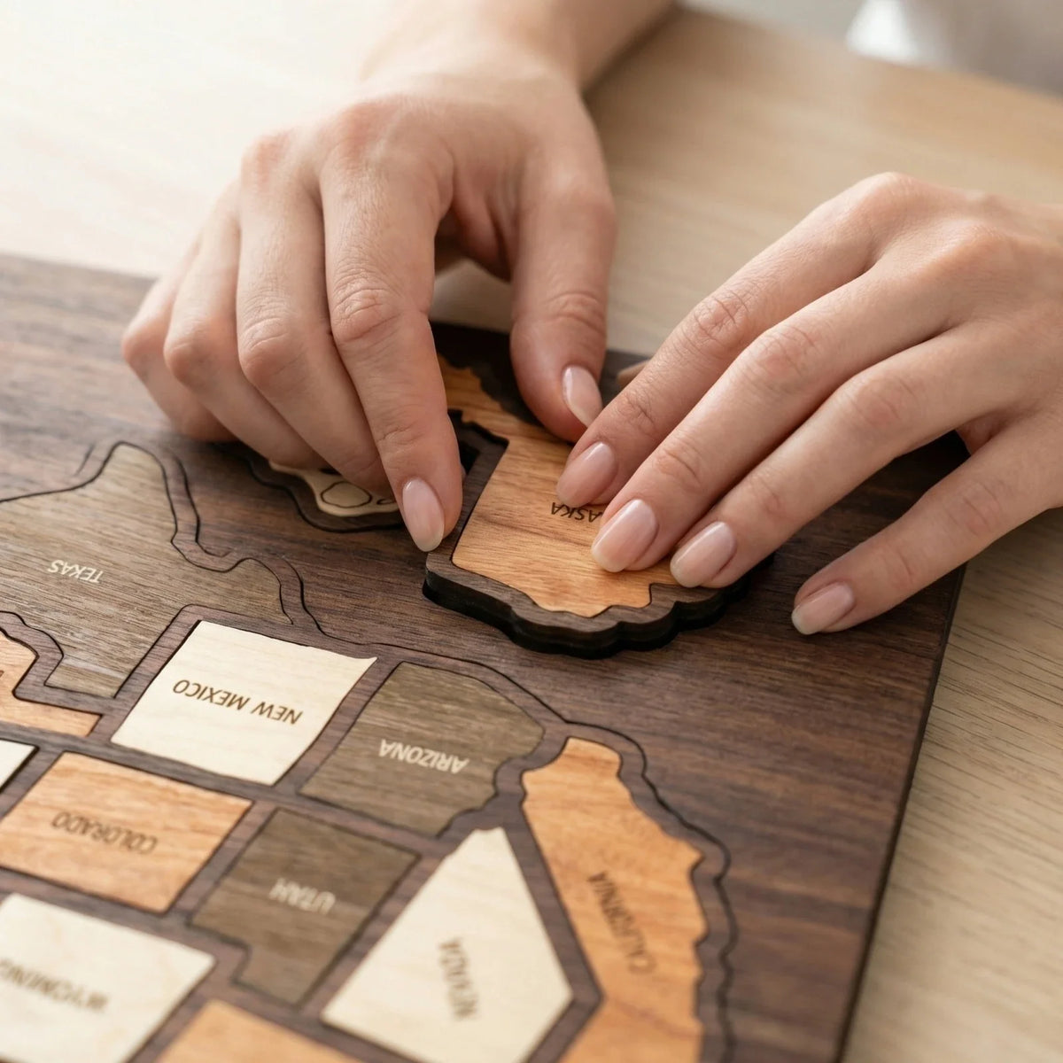 Wooden USA Travel Map Puzzle | Record Journeys & Display Wooden Map Puzzle Qme