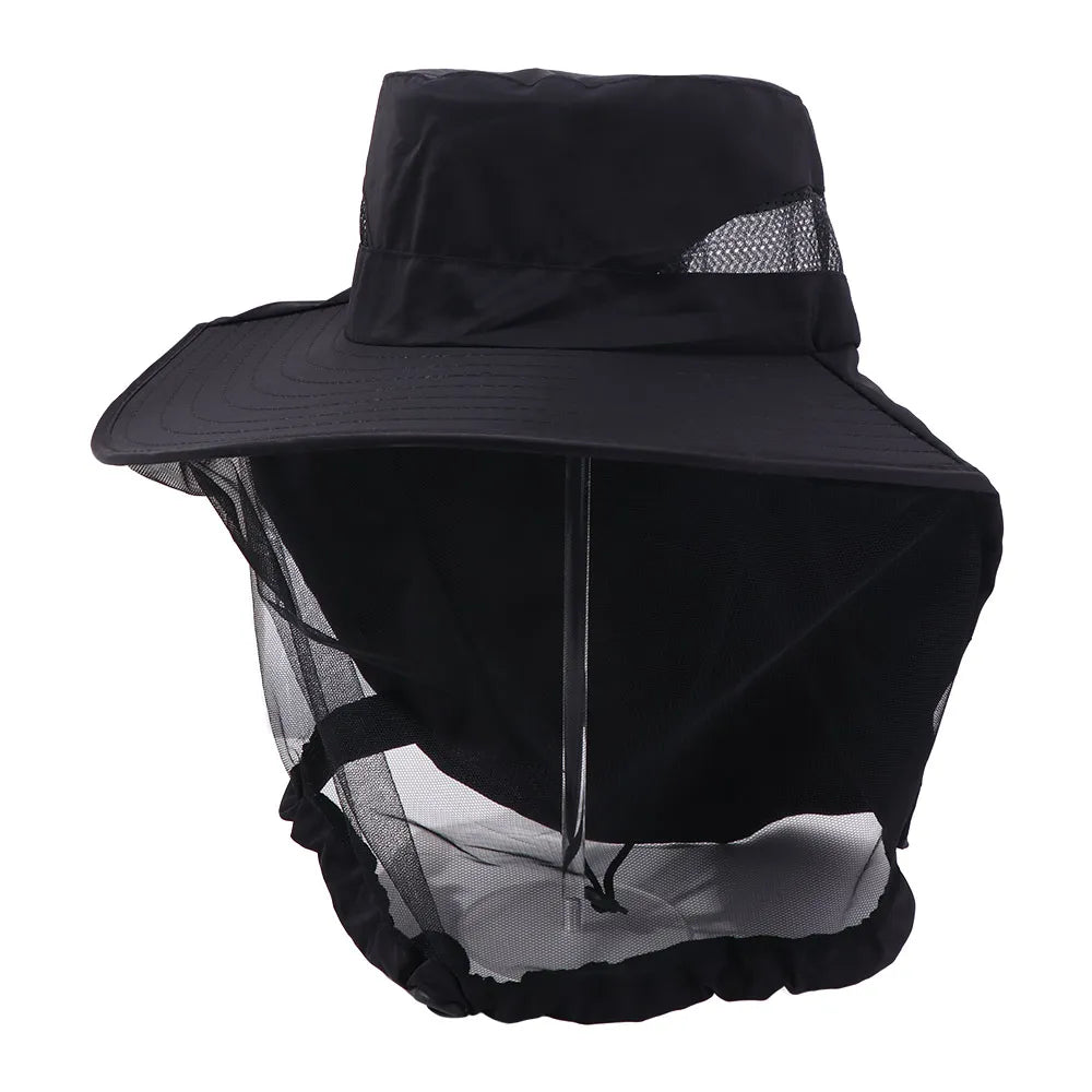 Foldable Wide Brim Insect Net Hat – Mosquito & Bug Cover Insect Net Hat Qme Black