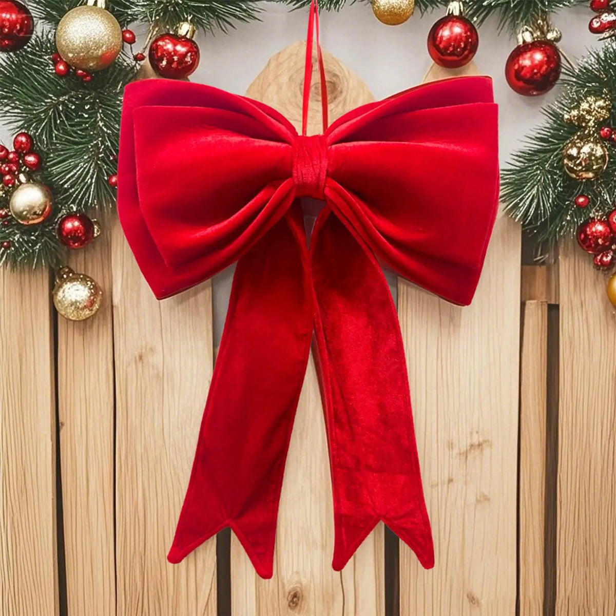 Velvet Christmas Bows 19x25" – Hangable Holiday Decor Christmas Bow Decoration Qme