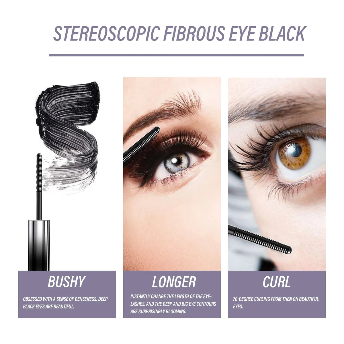 EELHOE Silk Fiber Mascara – Waterproof Lengthening Curling Lashes Fiber Mascara Qst