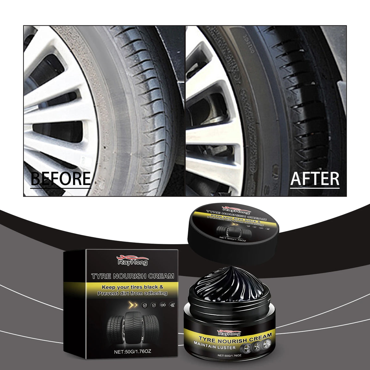 Car Tire & Wheel Retreading Wax – Polish & Long Protection Tire & Rim Wax Qst