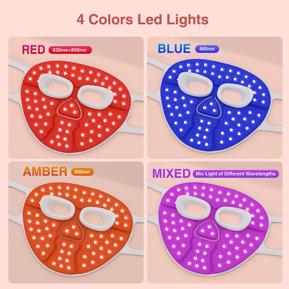 Hello Face M500S LED Light Therapy Mask – 4-Color Skincare LED Skincare Mask Qst