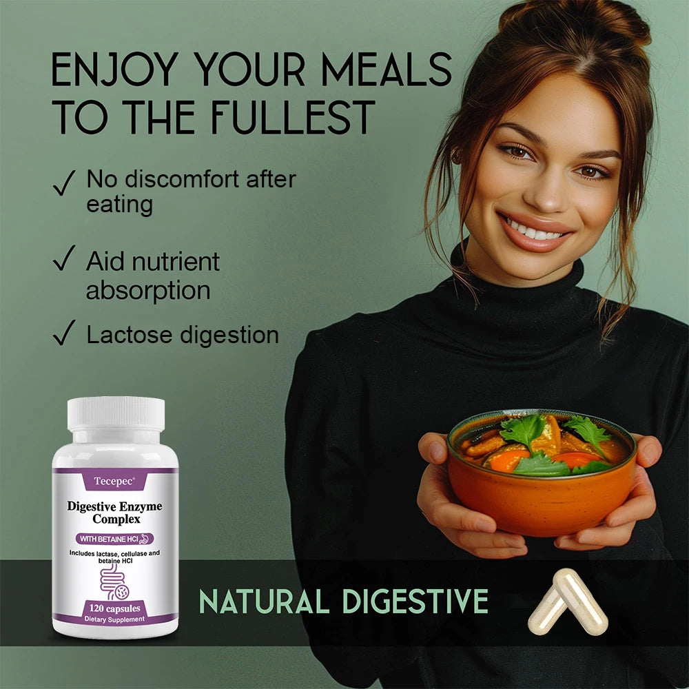 Tecepec Digestive Enzyme Capsules – 120 Count | Gut Support Digestive Supplement Qst