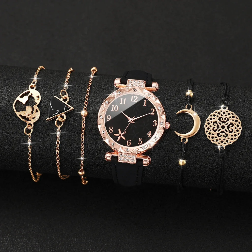 Women's Quartz Watch | Simple Leather Strap | Fashion Gift Women's Quartz Watch Qme black No