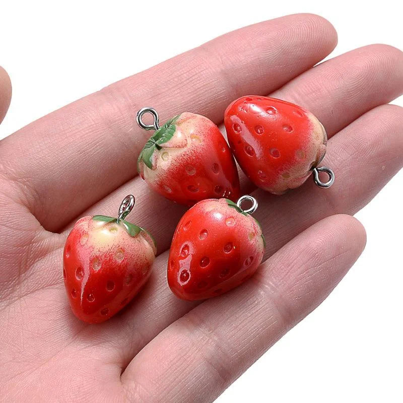 3D Strawberry Resin Charms – DIY Earring & Pendant Set Resin Jewelry Charms Qme
