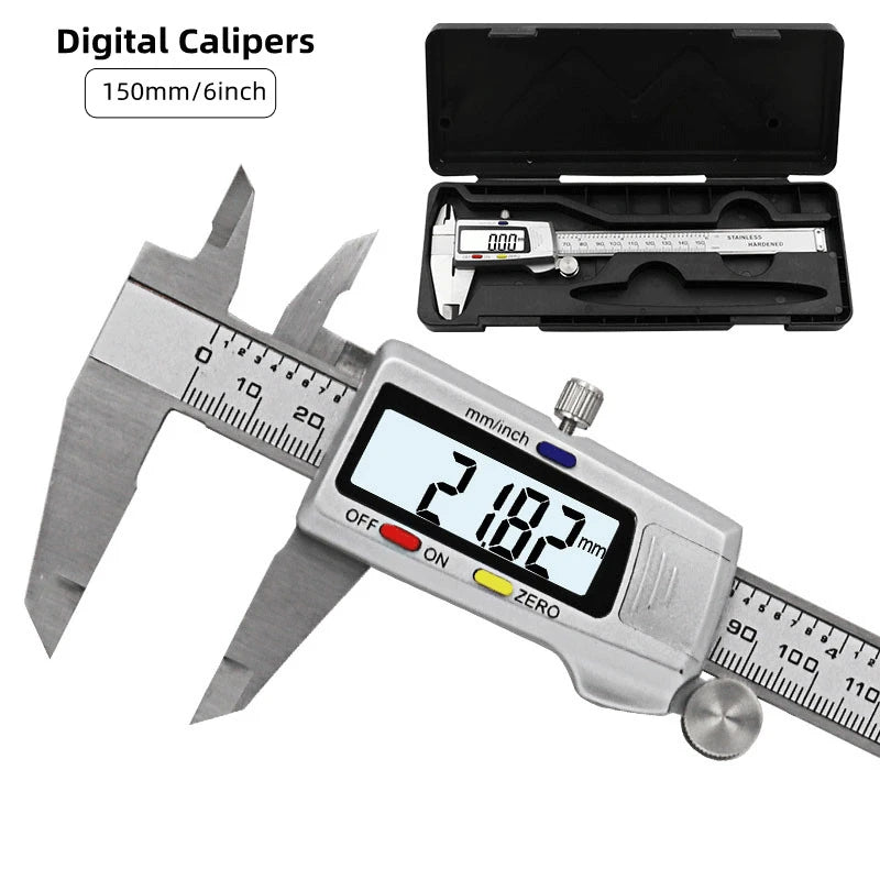 Digital Caliper 6" 150mm Stainless Steel Vernier Measuring Tool Digital Caliper Qst