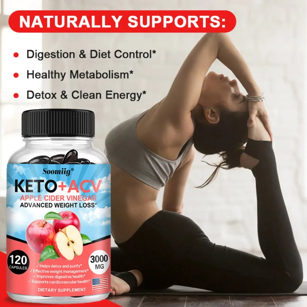 Keto Apple Cider Vinegar Capsules – Metabolism Support ACV Supplement Capsules Qst