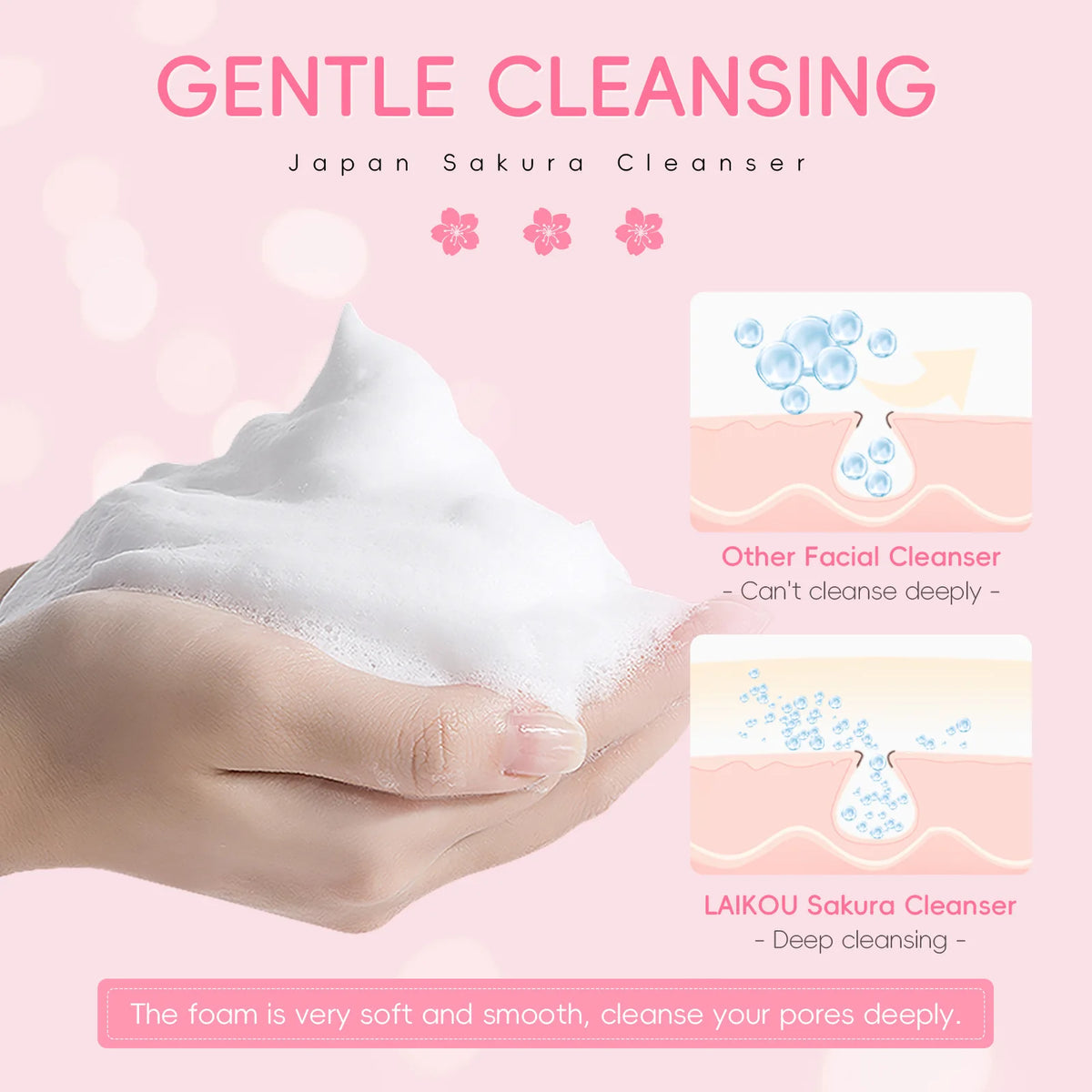 Sakura Amino Acid Face Cleanser – Oil Control & Blackhead Foam Facial Cleanser Qst