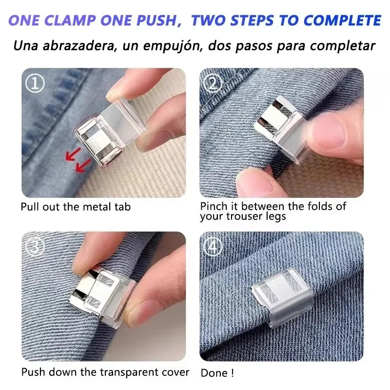 Invisible Pants Hem Shortening Clips – No-Sew Quick Fix 4 Pack Hem Shortening Clips Qme