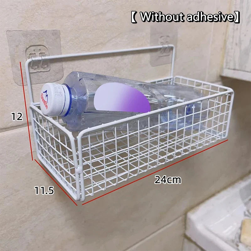 Wall-Mounted Storage Rack No Drilling – Kitchen & Bathroom Wall Storage Rack Qme A7