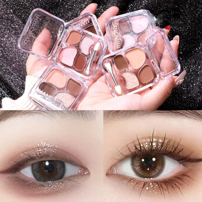 4-Color Glitter Eye Shadow Palette – Waterproof & Long-Lasting Eyeshadow Palette Qme