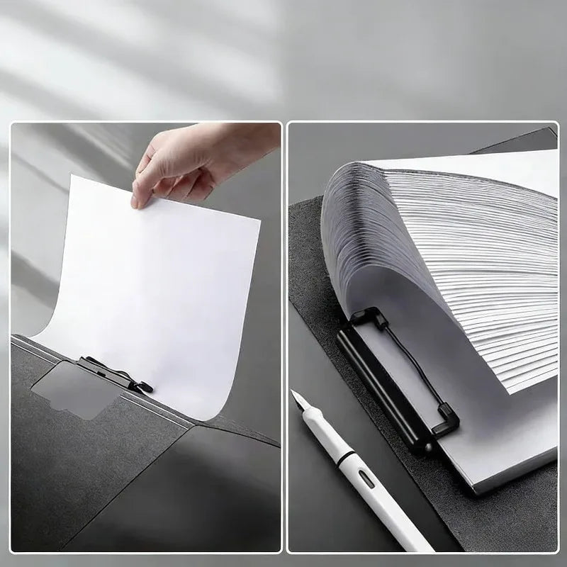 A4 Foldable Clipboard 360° Double Metal Clips & Pen Holder Foldable Clipboard Qme