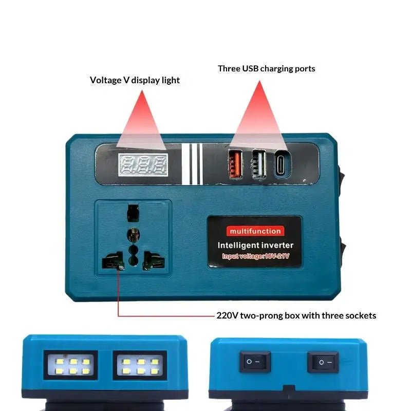 Mini Portable Power Inverter 120W 21V with 3 USB Ports Portable Power Inverter Qme